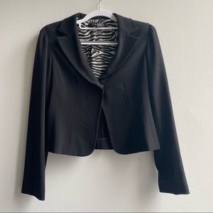 Tahari Petite Zebra Lined Cropped Blazer